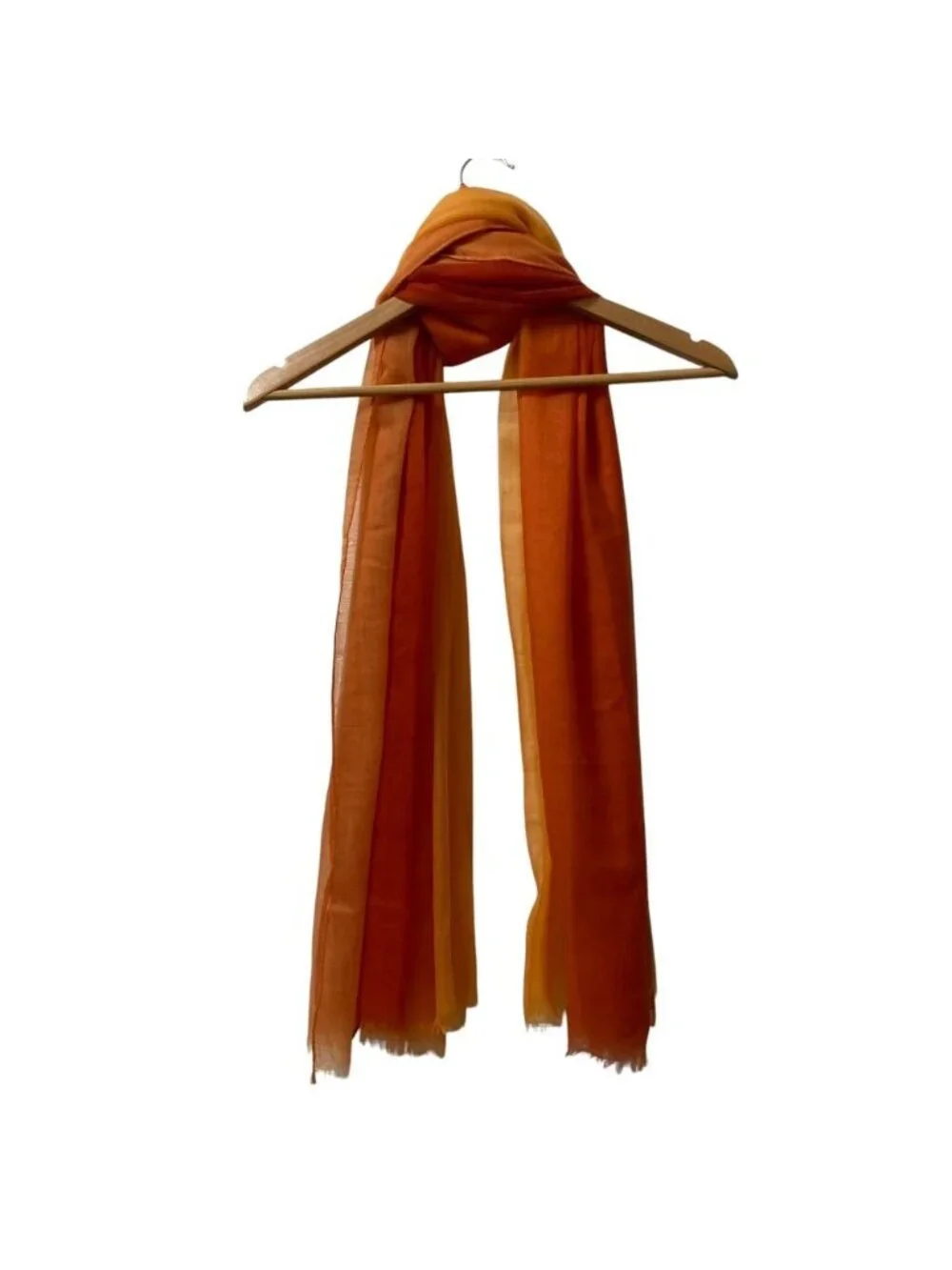 Loro Piana Cashmere 100% Gradation Large Shawl Orange Yellow Scarf